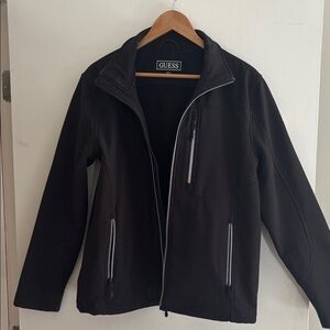 GUESS Black Lightweight Jacket with Zipper Details